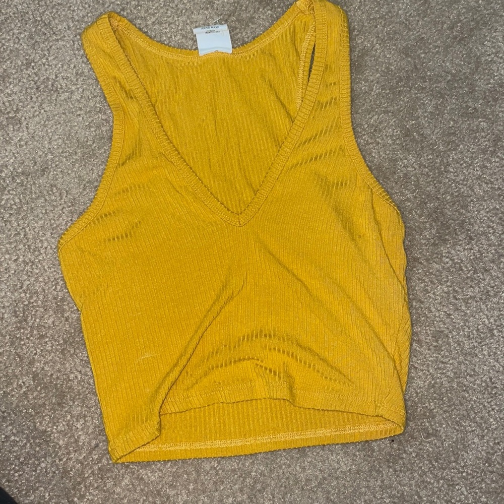 tillys fitted mustard yellow deep v tank